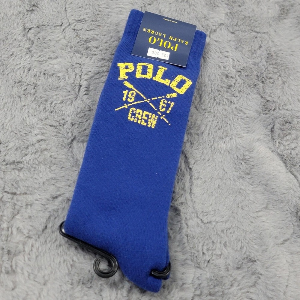 Polo Ralph Lauren Socks Mens 6-12.5 Royal Blue 1967 Crewโ Oars Mid Calf Sport